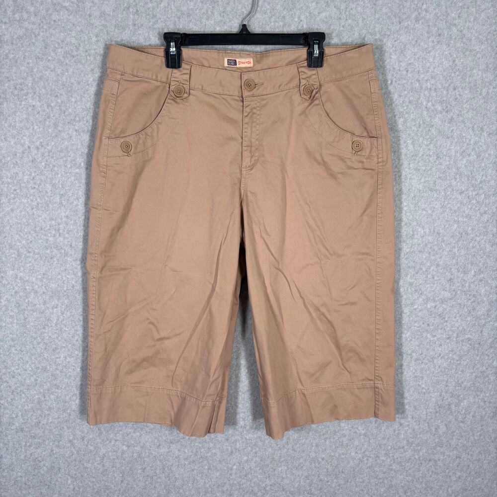Faded Glory Capri Pants 18 Tan Khaki Wide Leg Baggy Stretch 90s Y2K Casual Chino